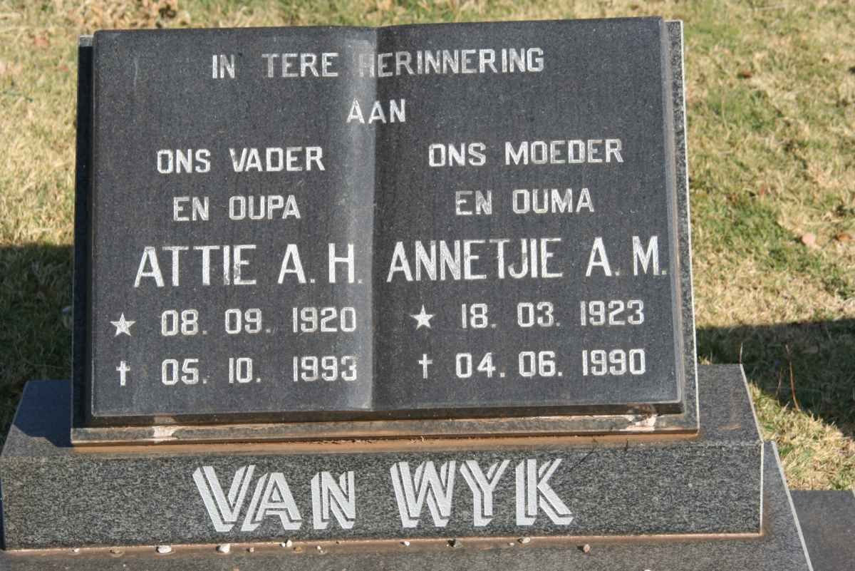 WYK A.H., van 1920-1993 &amp; A.M. 1923-1990