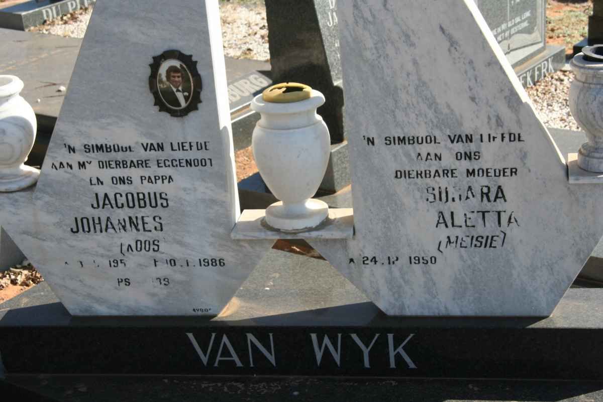 WYK Jacobus Johannes, van 195?-1986 &amp; Susara Aletta 1950-