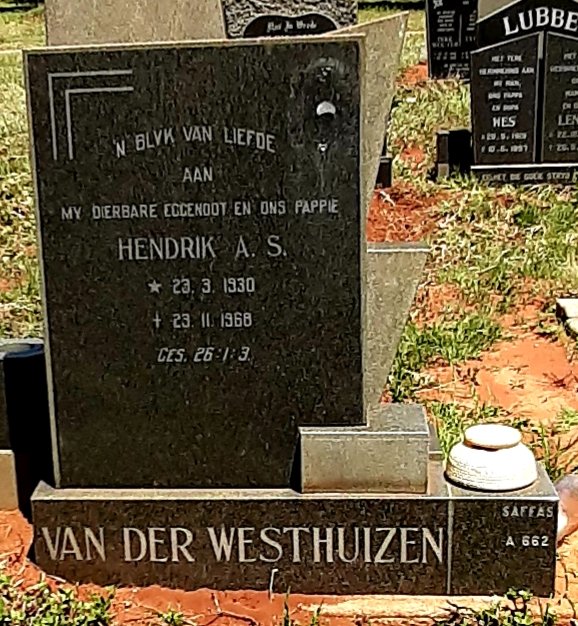 WESTHUIZEN Hendrik A.S., van der 1930-1968
