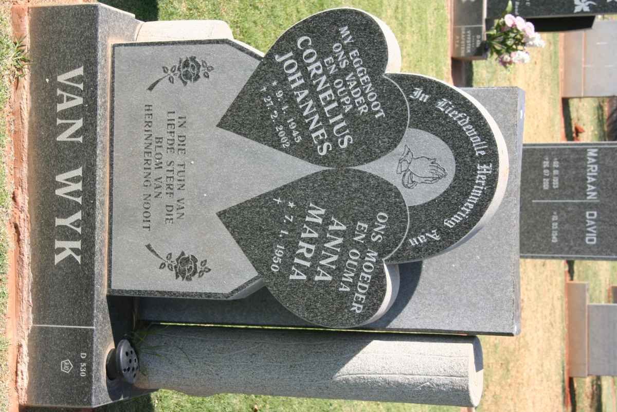 WYK Cornelius Johannes, van 1945-2002 &amp; Anna Maria 1950-
