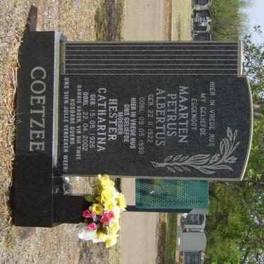 COETZEE Maarten Petus Albertus 1922-1990 &amp; Hester Catharina 1926-2002