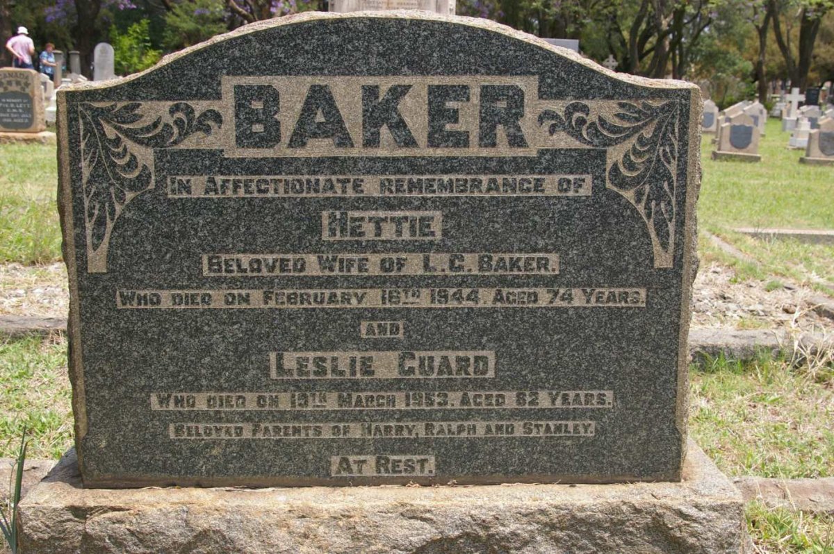 BAKER Leslie Guard -1953 &amp; Hettie -1944