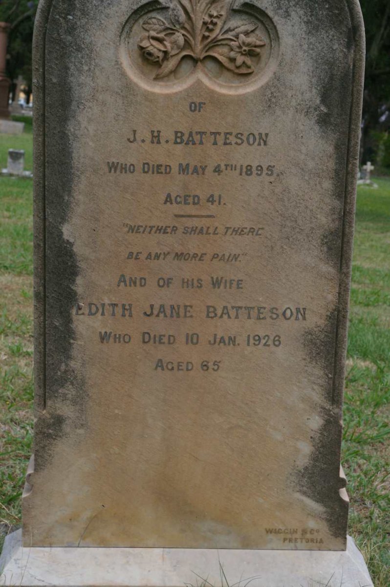 BATTESON J.H. -1895 &amp; Edith Jane -1926