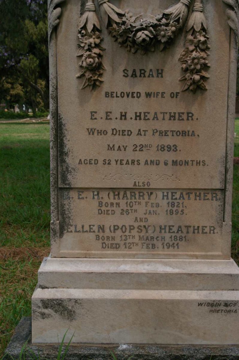 HEATHER E.E.H. 1821-1895 &amp; Sarah -1893 :: HEATHER Ellen 1881-1941