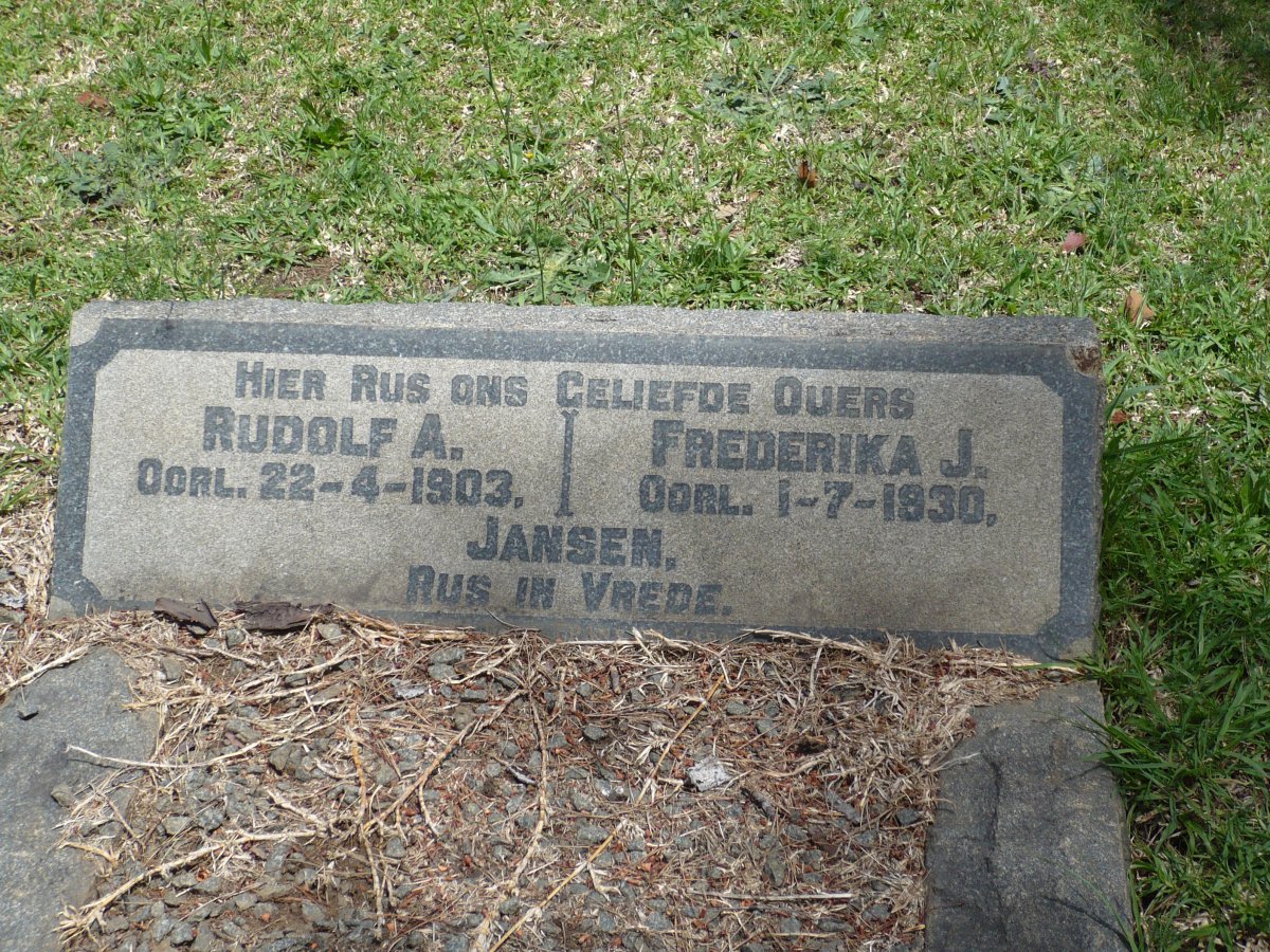 JANSEN Rudolf A. -1903 &amp; Frederika J. -1930