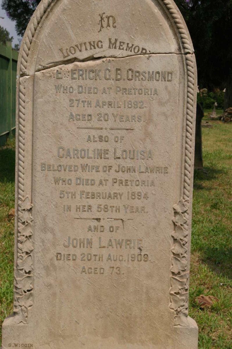 LAWRIE John -1909 &amp; Caroline Louisa -1894 :: ORSMOND Frederick G.B. -1892