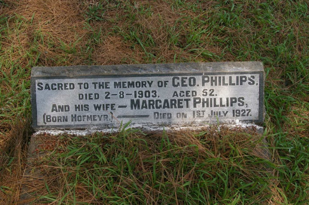 PHILLIPS Geo. -1903 &amp; Margaret HOFMEYR -1927