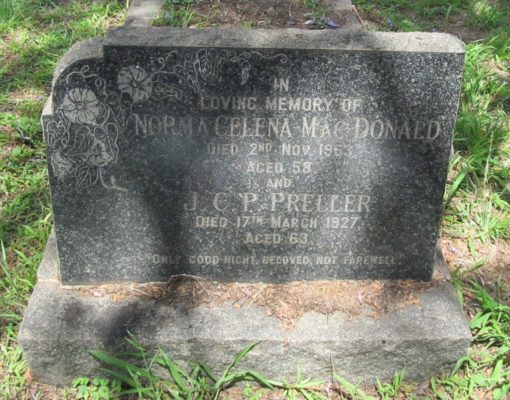 PRELLER J.C.P. -1927 :: MAC DONALD Norma Celena -1953
