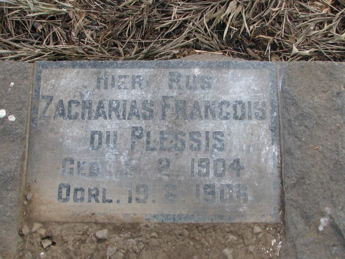 PLESSIS Zacharias Francois, du 1904-1906