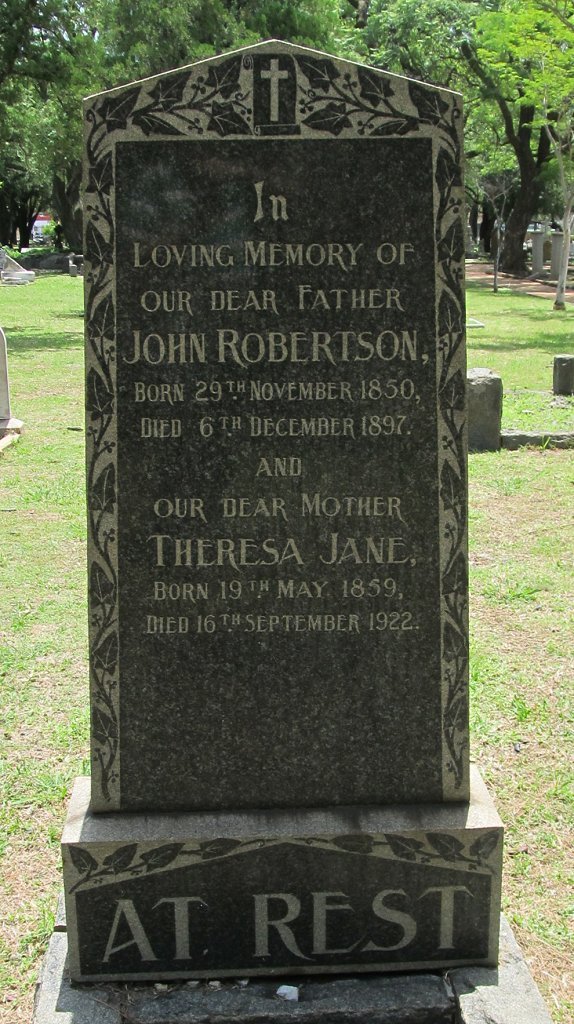 ROBERTSON John 1850-1897 &amp; Theresa Jane 1859-1922