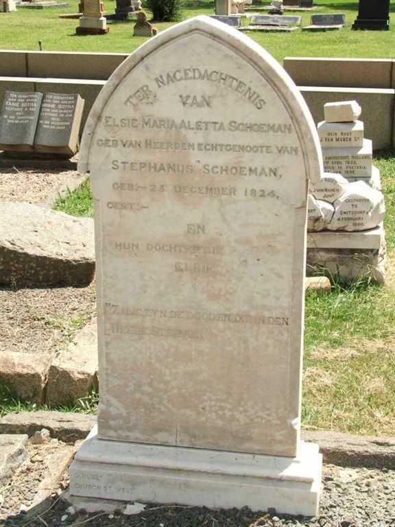 SCHOEMAN Elsie Maria Aletta nee VAN HEERDEN 1824- :: SCHOEMAN Elsie