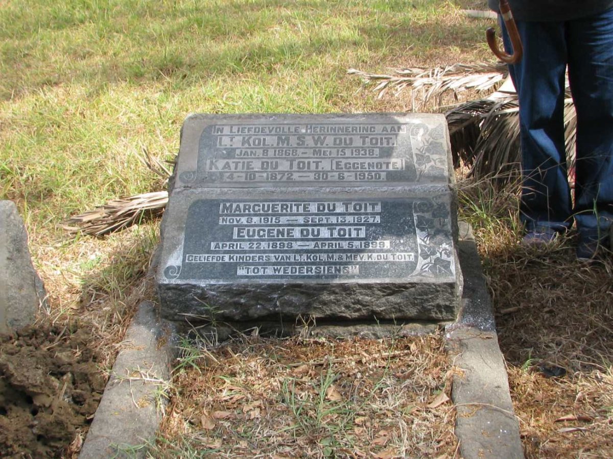 TOIT M.S.W., du 1868-1938 &amp; Katie 1872-1950 :: DU TOIT Marguerite 1915-1927 :: DU TOIT Eugene 1898-1899