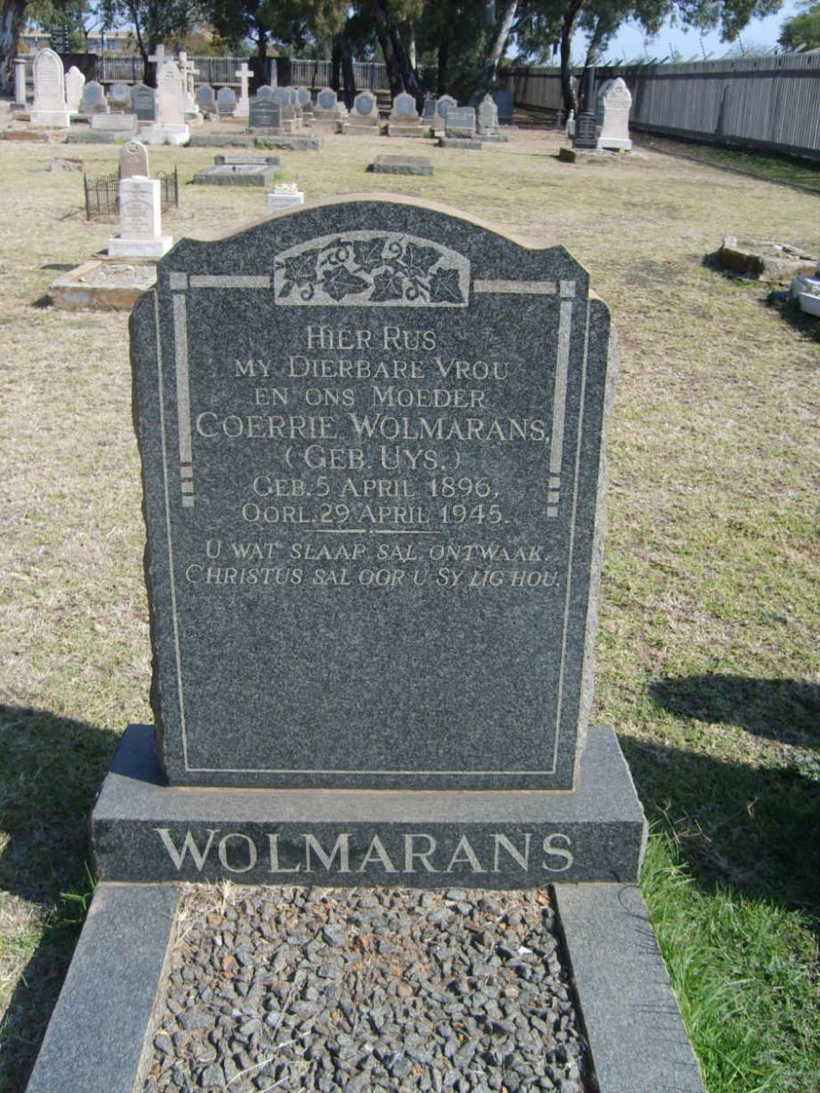 WOLMARANS Coerrie nee  UYS 1896-1945
