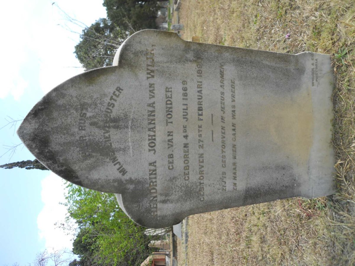WIJK Hendrina Johanna, van nee VAN TONDER 1869-1895