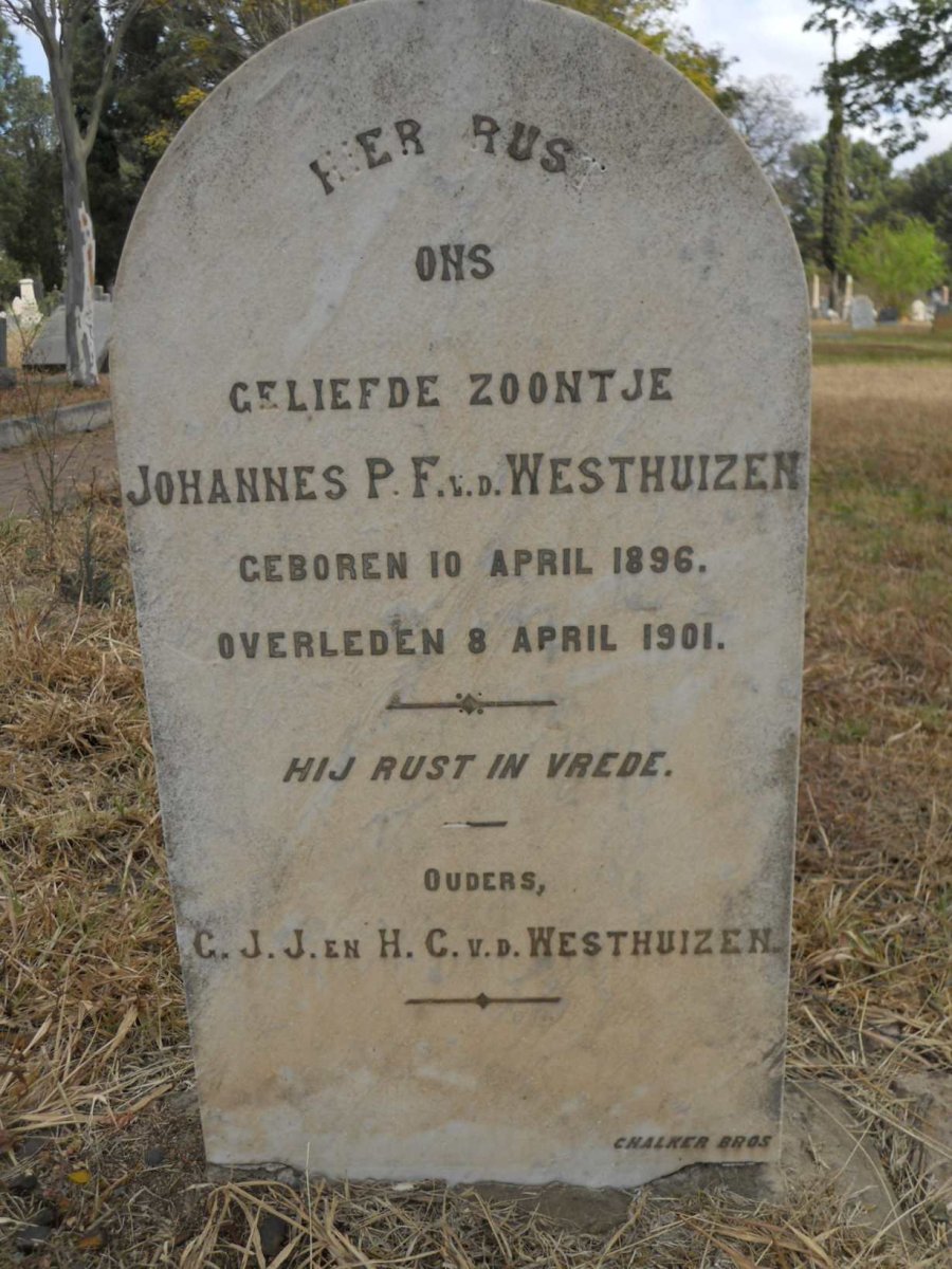 WESTHUIZEN Johannes P.F., v.d. 1896-1901