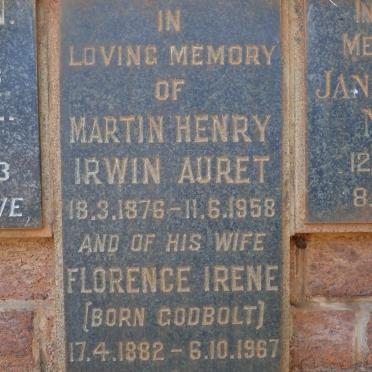 AURET Martin Henry Irwin 1876-1958 &amp; Florence Irene GODBOLT 1882-1967