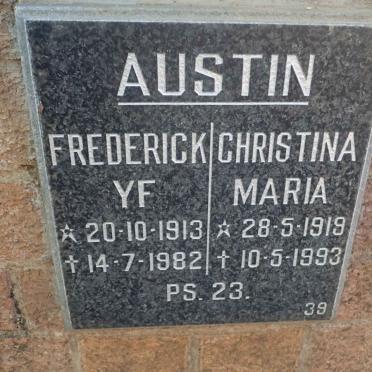 AUSTIN Frederick YF 1913-1982 &amp; Christina Maria 1919-1993