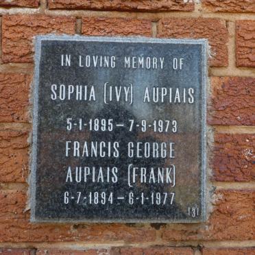 AUPIAIS Francis George 1894-1977 &amp; Sophia 1895-1973