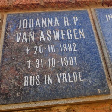 ASWEGEN Johanna H.P., van 1892-1981