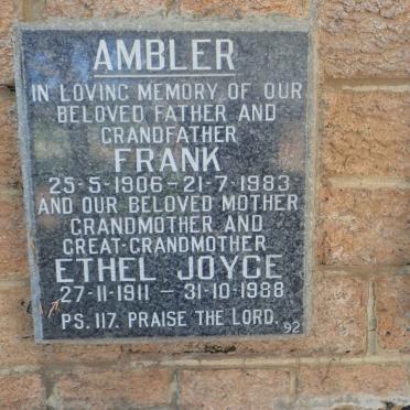 AMBLER Frank 1906-1983 &amp; Ethel Joyce 1911-1988