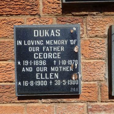 DUKAS George 1896-1978 &amp; Ellen 1900-1980