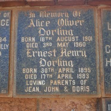 DORLING Ernest Henry 1895-1983 &amp; Alice Oliver 1901-1960