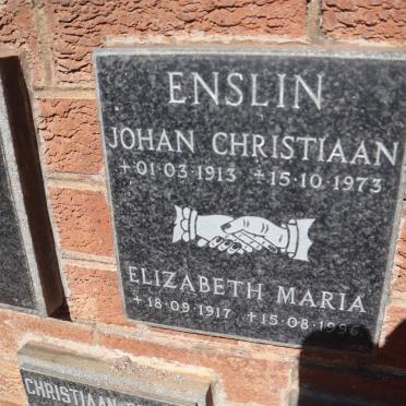 ENSLIN Johan Christiaan 1913-1973 &amp; Elizabeth Maria 1917-1996