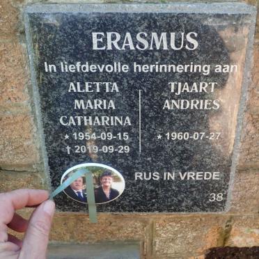 ERASMUS Tjaart Andries 1960- &amp; Aletta Maria Catharina 1954-2019