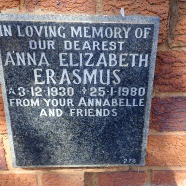 ERASMUS Anna Elizabeth 1930-1980
