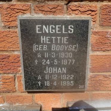 ENGELS Johan 1922-1995 &amp; Hettie BOOYSE 1930-1977