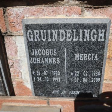 GRUINDELINGH Jacobus Johannes 1930-1993 &amp; Mercia 1934-2009