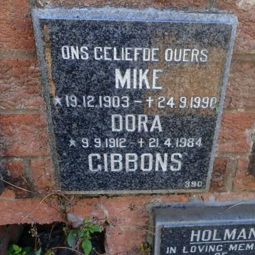 GIBBONS Mike 1903-1990 &amp; Dora 1912-1984