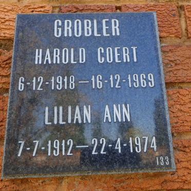 GROBLER Harold Coert 1918-1969 &amp; Lilian Ann 1912-1974