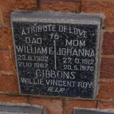 GIBBONS William F. 1902-1967 &amp; Johanna 1912-1970