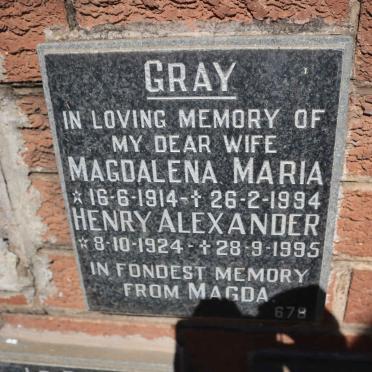 GRAY Henry Alexander 1924-1995 &amp; Magdalena Maria 1914-1994