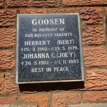 GOOSEN Herbert 1902-1979 &amp; Johanna C. 1902-1985