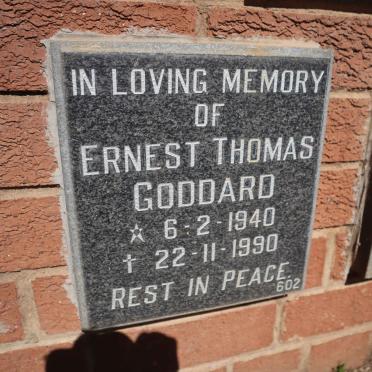 GODDARD Ernest Thomas 1940-1990