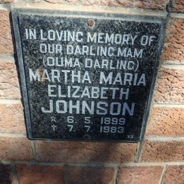 JOHNSON Martha Maria Elizabeth 1899-1983