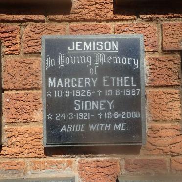 JEMISON Sidney 1921-2000 &amp; Margery Ethel 1926-1987