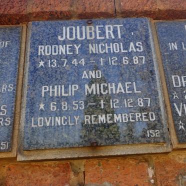 JOUBERT Rodney Nicholas 1944-1987 :: JOUBERT Philip Michael 1953-1987