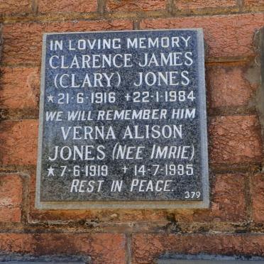 JONES Clarence James 1916-1984 &amp; Verna Alison IMRIE 1919-1995