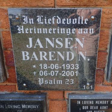 JANSEN Barend N. 1933-2001
