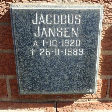 JANSEN Jacobus 1920-1989