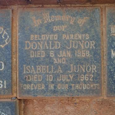 JUNOR Donald -1958 &amp; Isabella -1962
