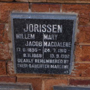 JORISSEN Willem Jacob 1895-1968 &amp; Mary Magdalene 1910-1992