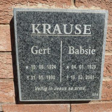 KRAUSE Gert 1924-1990 &amp; Babsie 1929-2001