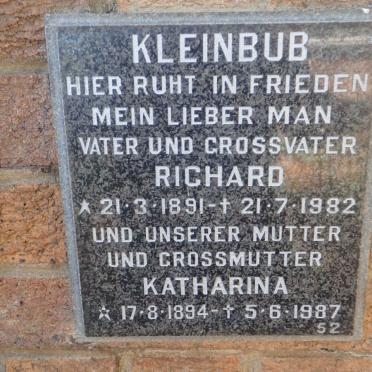 KLEINBUB Richard 1891-1982 &amp; Katharina 1894-1987