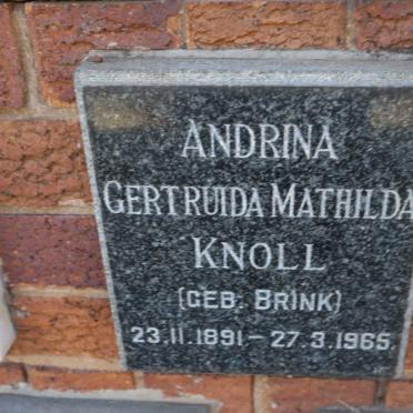 KNOLL Andrina Gertruida Mathilda nee BRINK 1891-1965