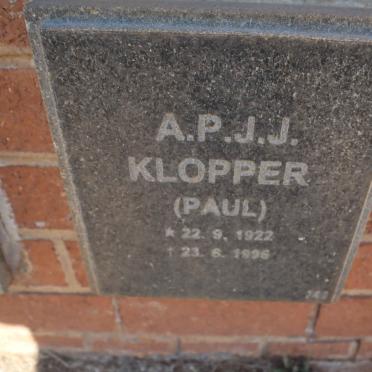 KLOPPER A.P.J.J. 1922-1996