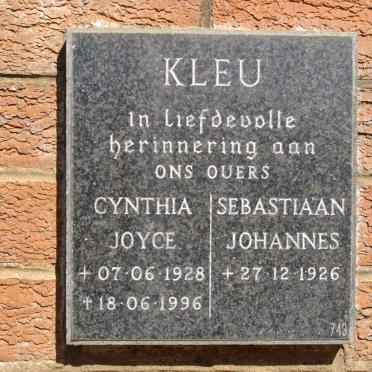 KLEU Sebastiaan Johannes 1926- &amp; Cynthia Joyce 1928-1996